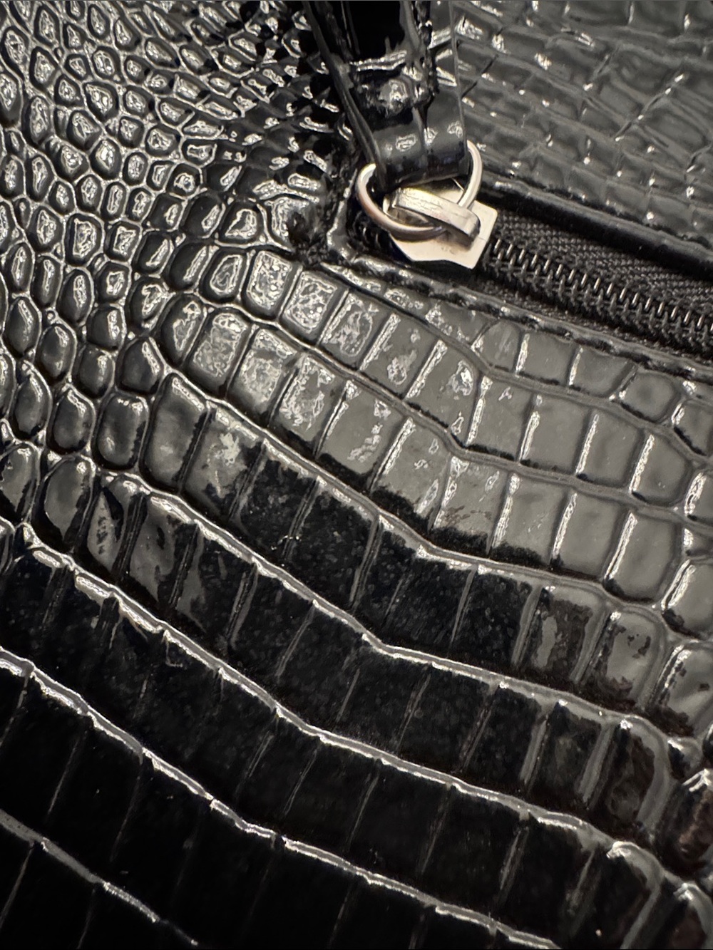 Nicole by Nicole Miller Black Croc-Embossed Shoulder Bag - Picture 9 of 9